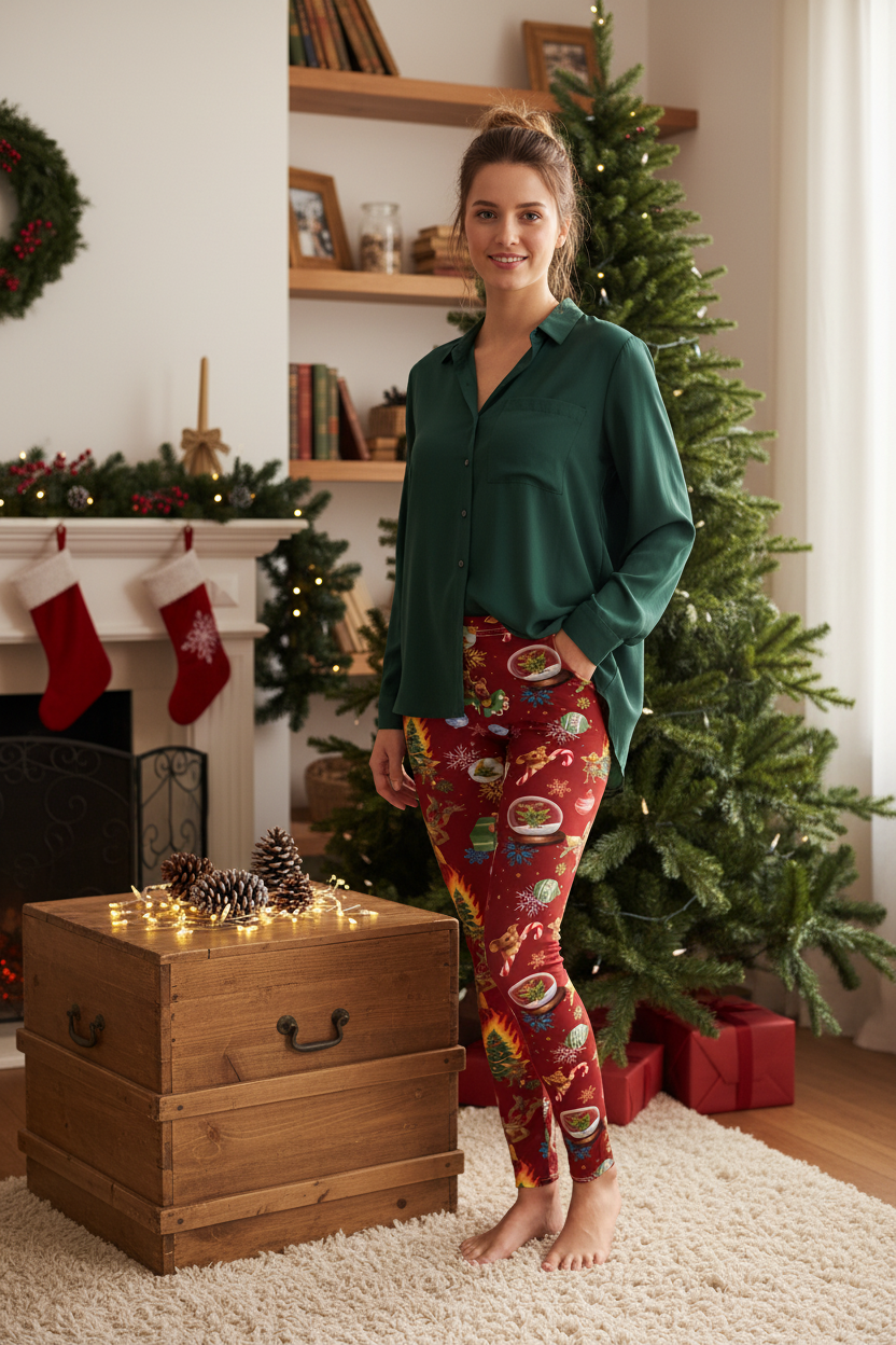 Horror Leggings | Twisted Laffy Holidays | All-Over Print Women's Casual Bottoms