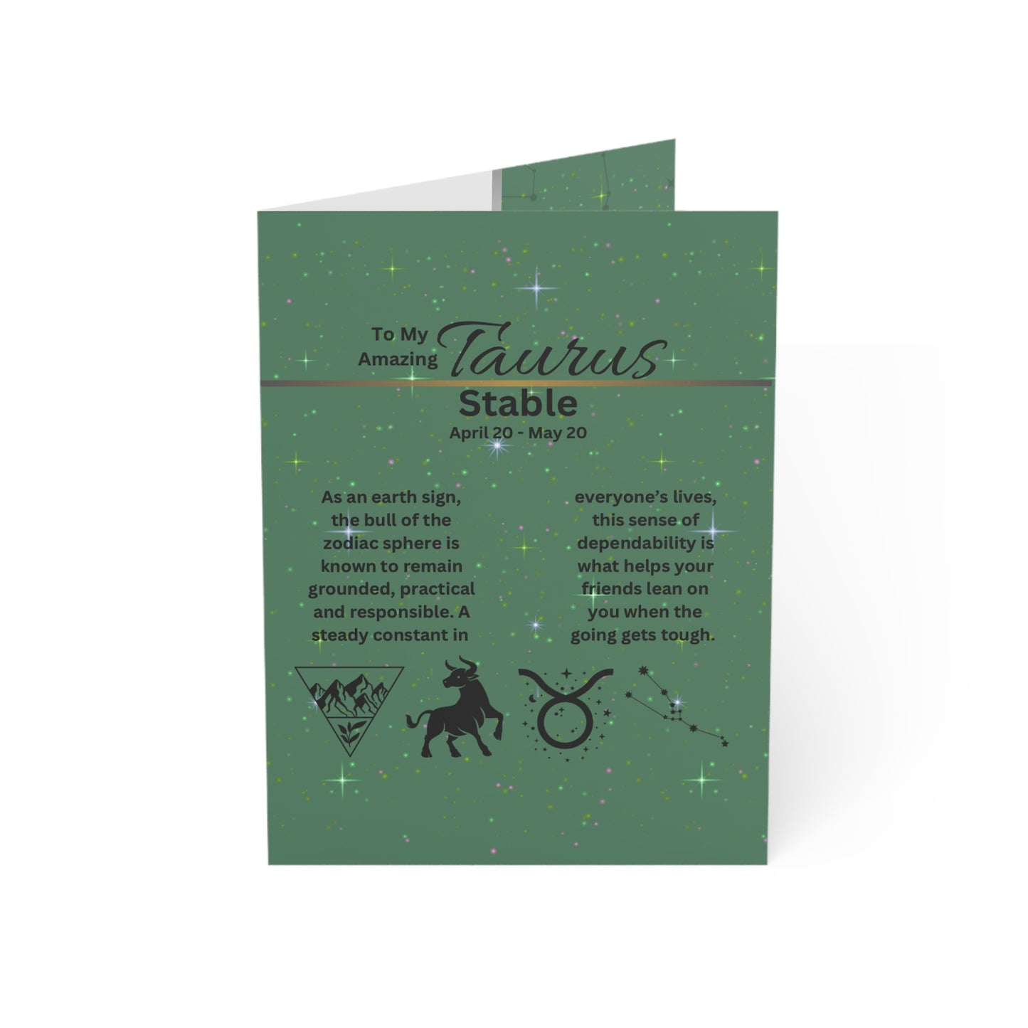 Taurus | Green | Zodiac Greeting Cards |  (1, 10 pcs)