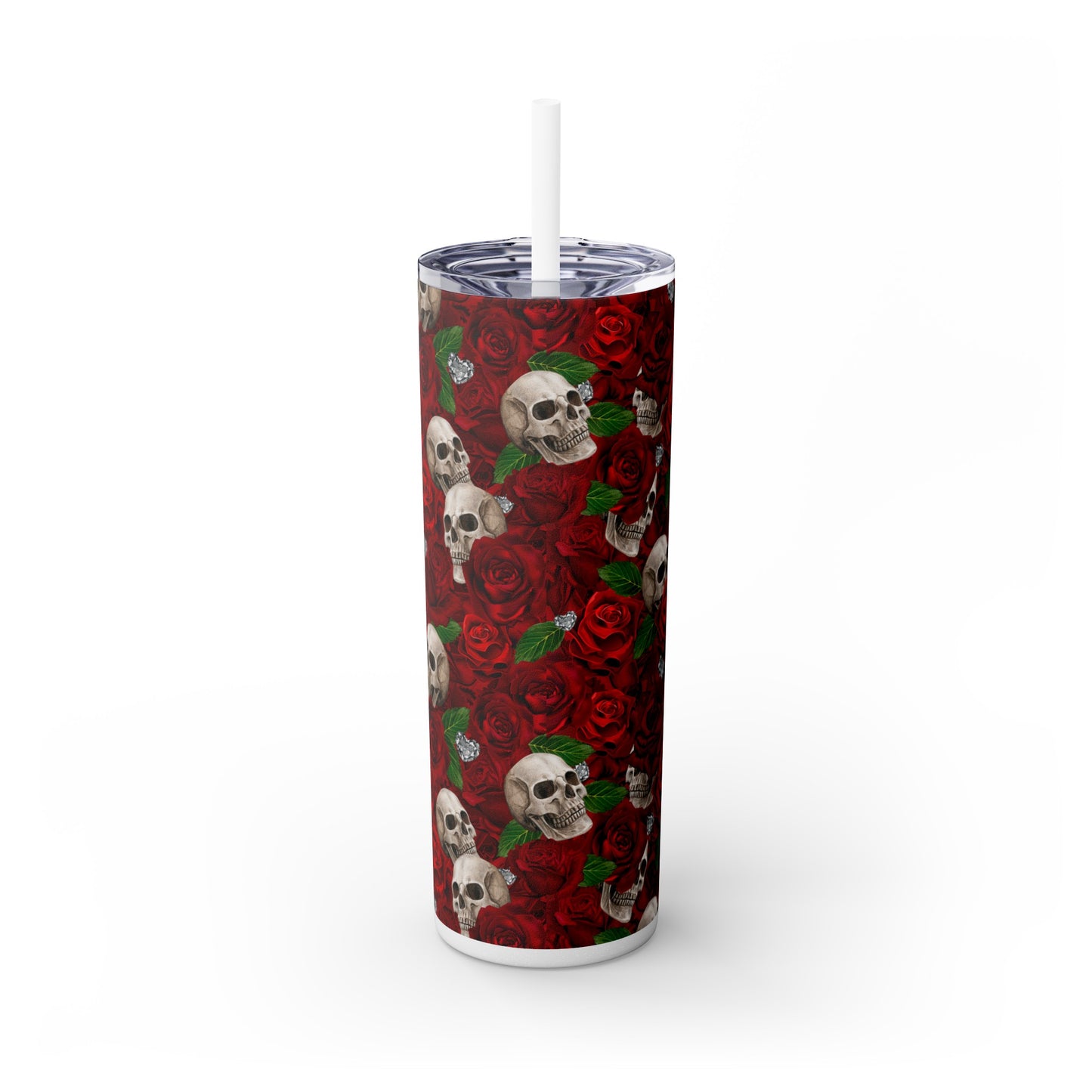 Rose & Skulls (Red) Skinny Matte Tumbler, 20oz