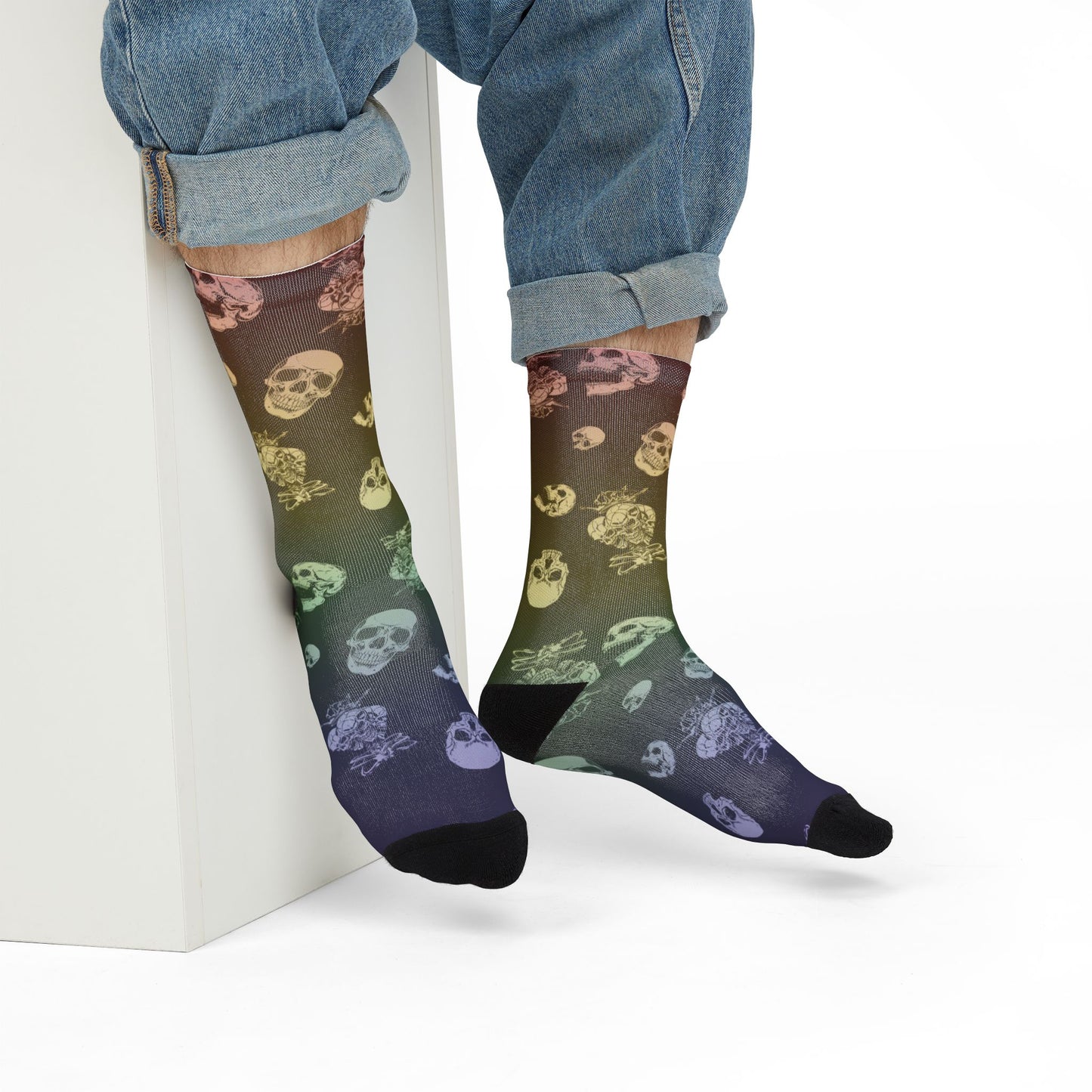 Gay Goth | Skulls n Pride Rainbow | Poly Crew Socks