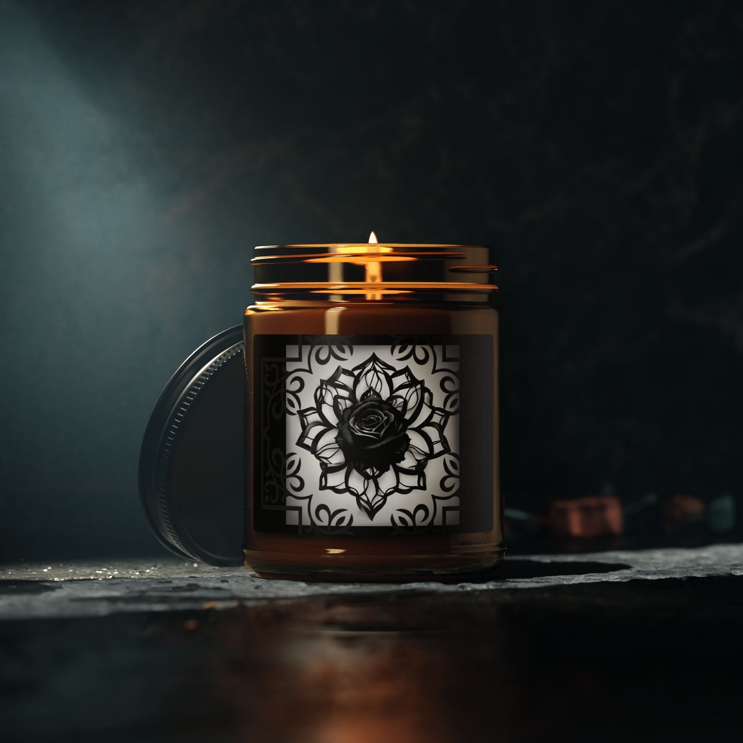 Sinister Black Rose | Scented Soy Candle (Amber Jar)