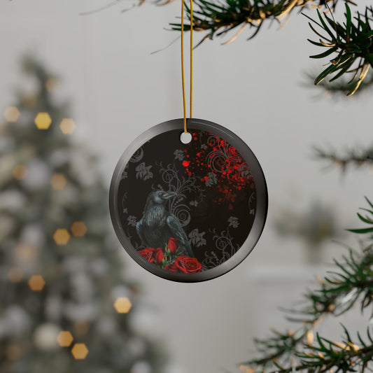 Black Feather / Red | Heirloom Ceramic Ornaments (1pc, 3pcs, 5pcs, 10pcs)