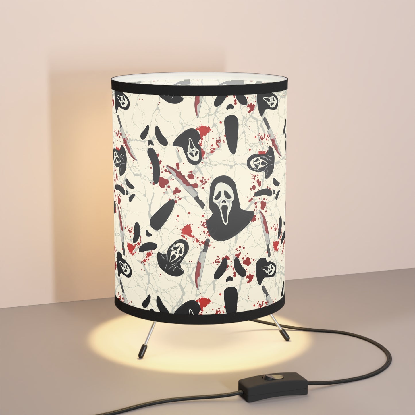 Gothic Tripod Lamp with High-Res Horror Shade | Cozy Lighting for Living?