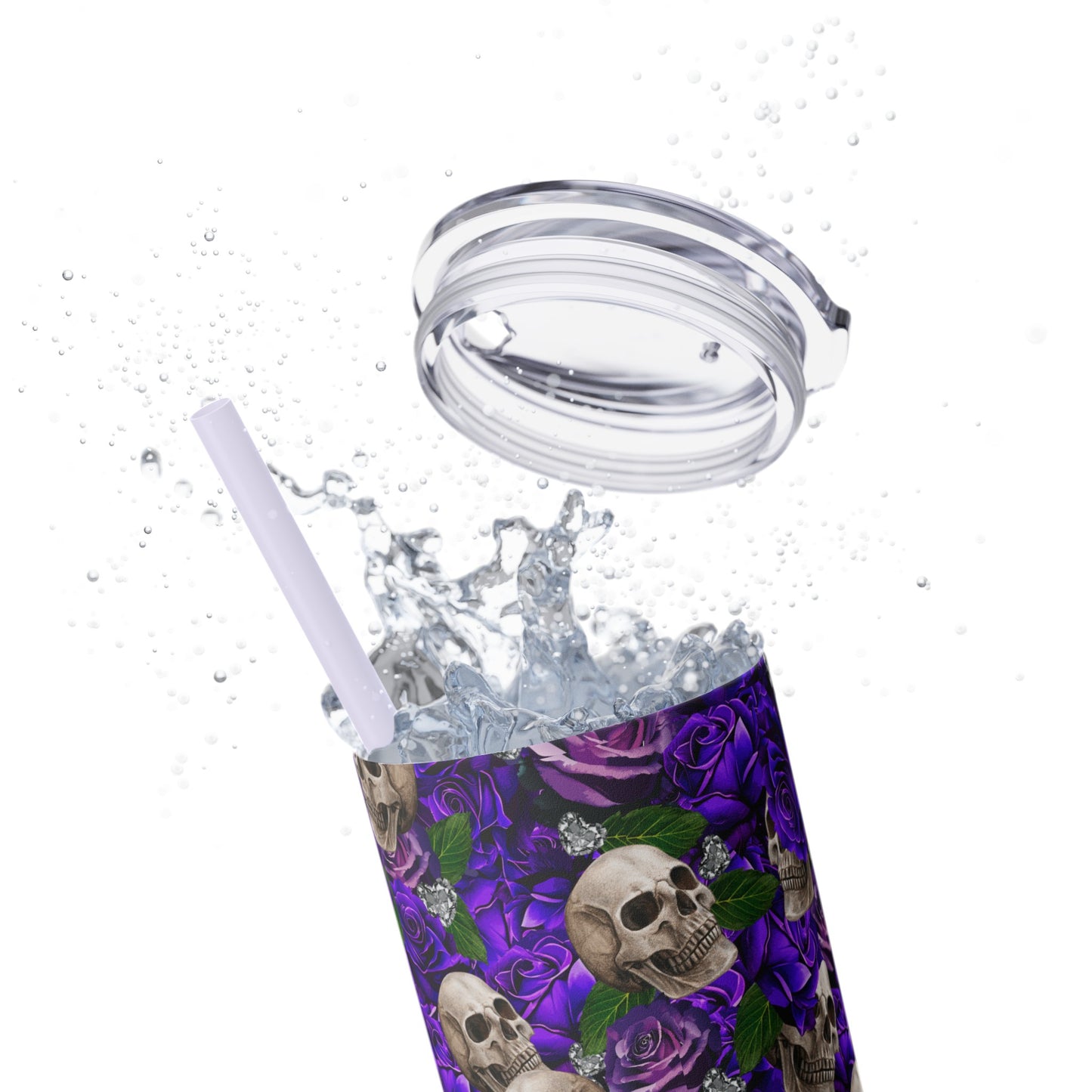 Rose & Skulls (Purple) Skinny Matte Tumbler, 20oz