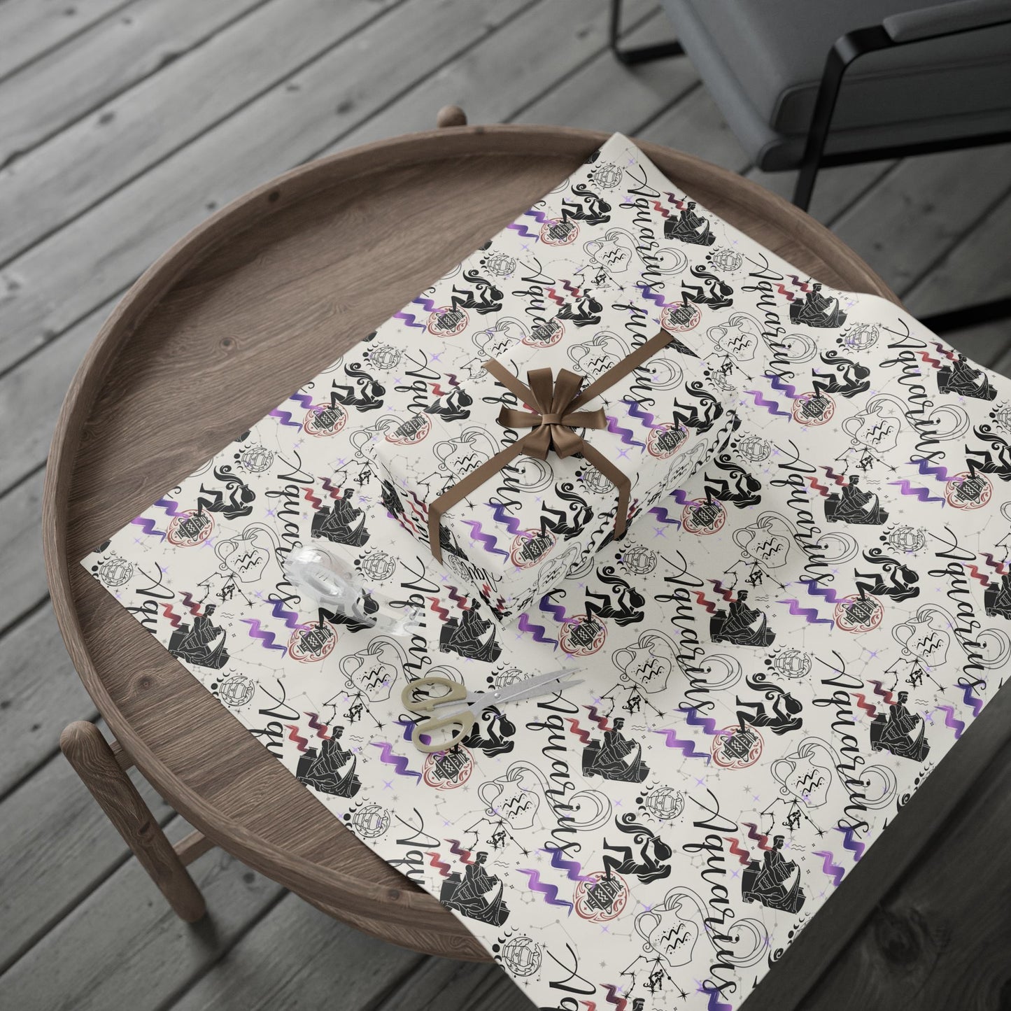 Aquarius | Cream | Zodiac Birthday Wrapping Papers