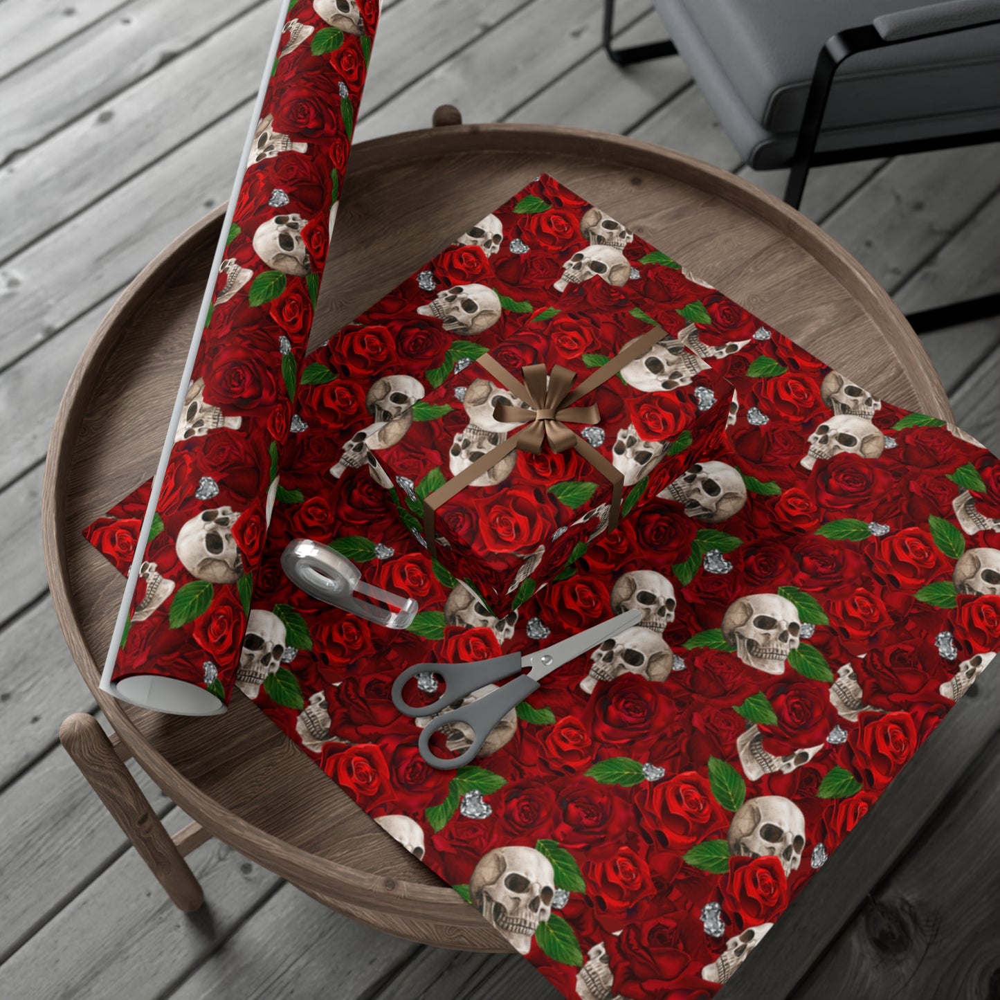 Skulls ‘n’ Roses (Red)| Diamond Hearts | Gift Wrap Papers