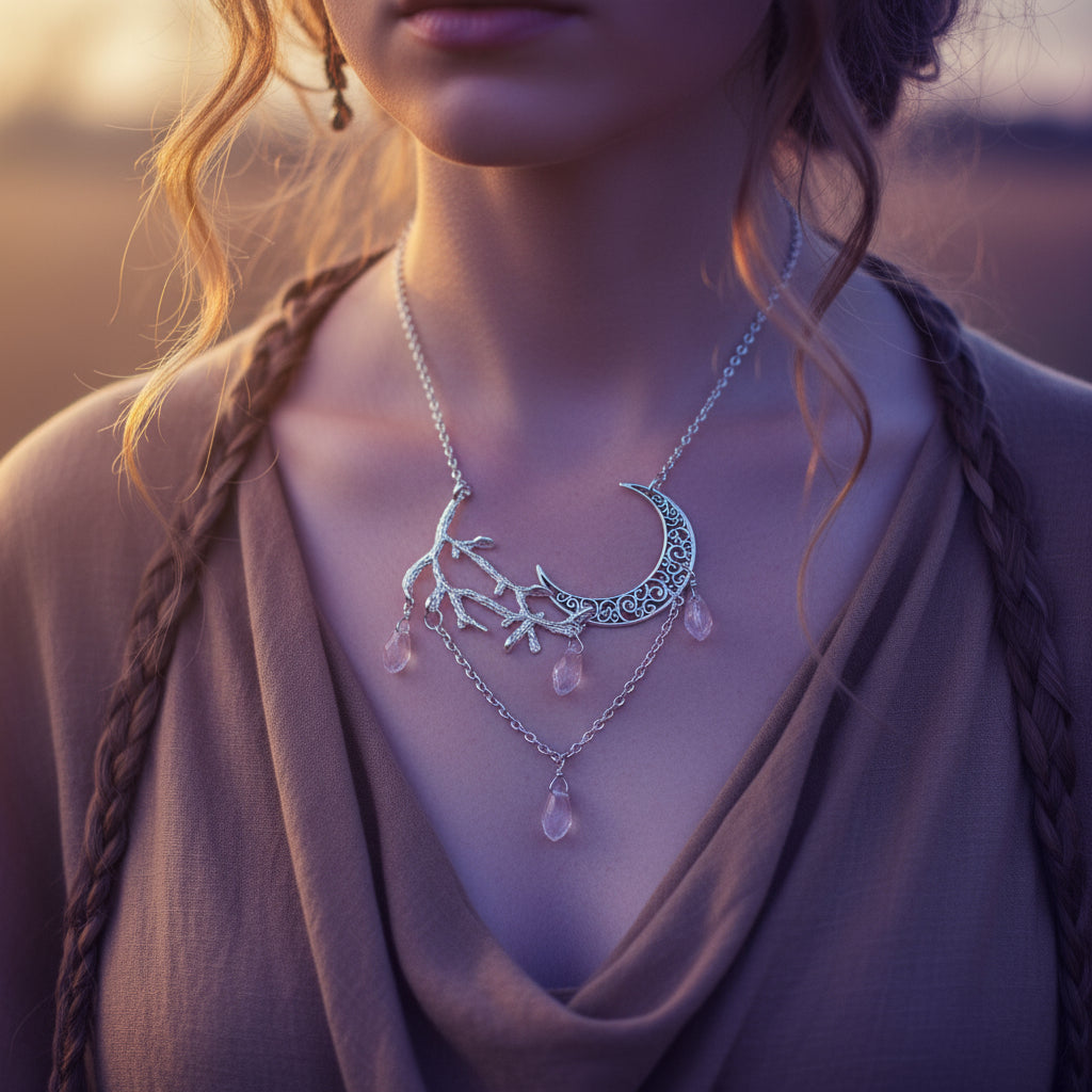 Moon Drops in Enchanted Forest Chokers | Crescent Moon / Branches Necklaces (4 Styles)