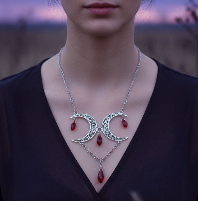 Moon Drops in Enchanted Forest Chokers | Crescent Moon / Branches Necklaces (4 Styles)