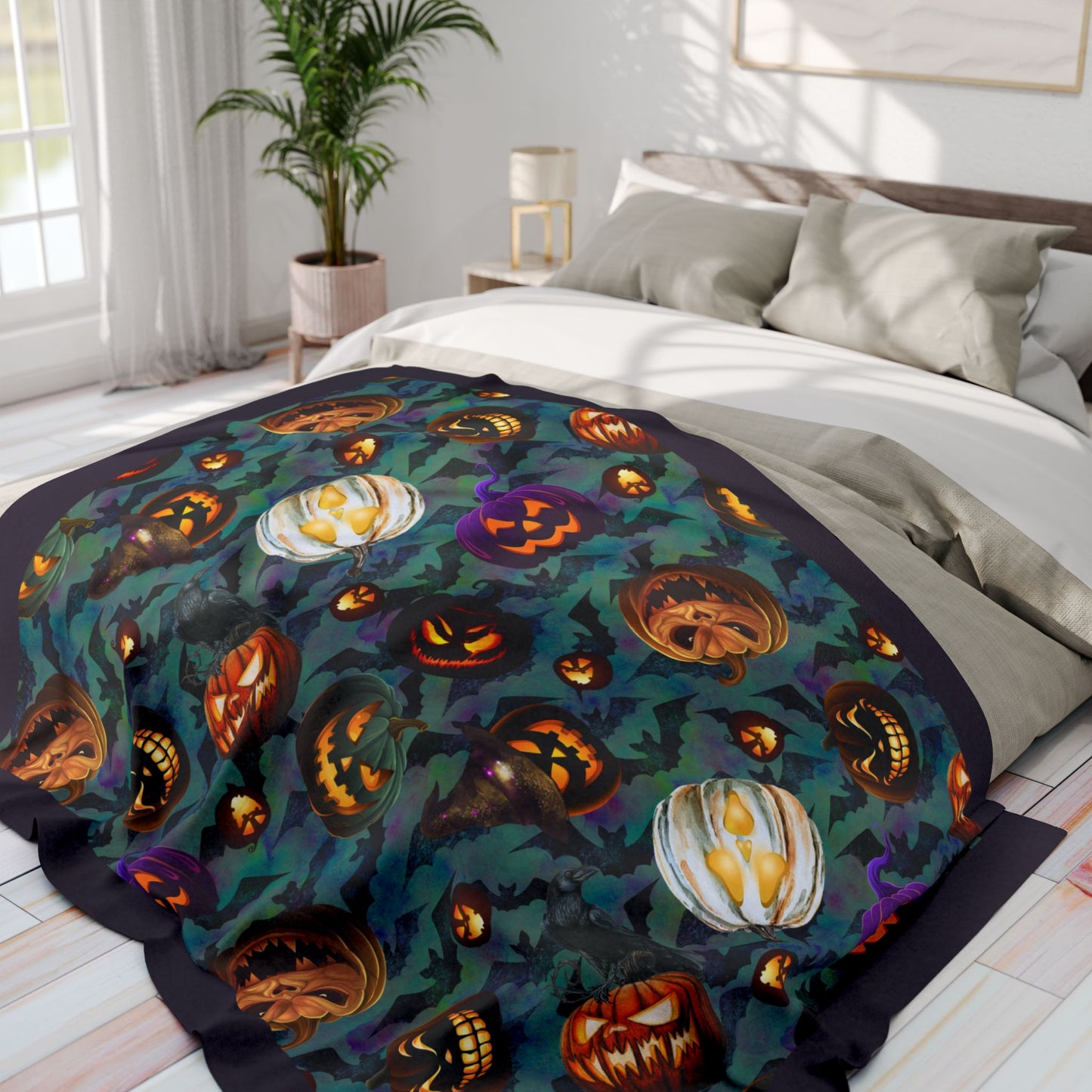 Scary Jacks | Spooky Hallows | Velveteen Microfiber Blanket