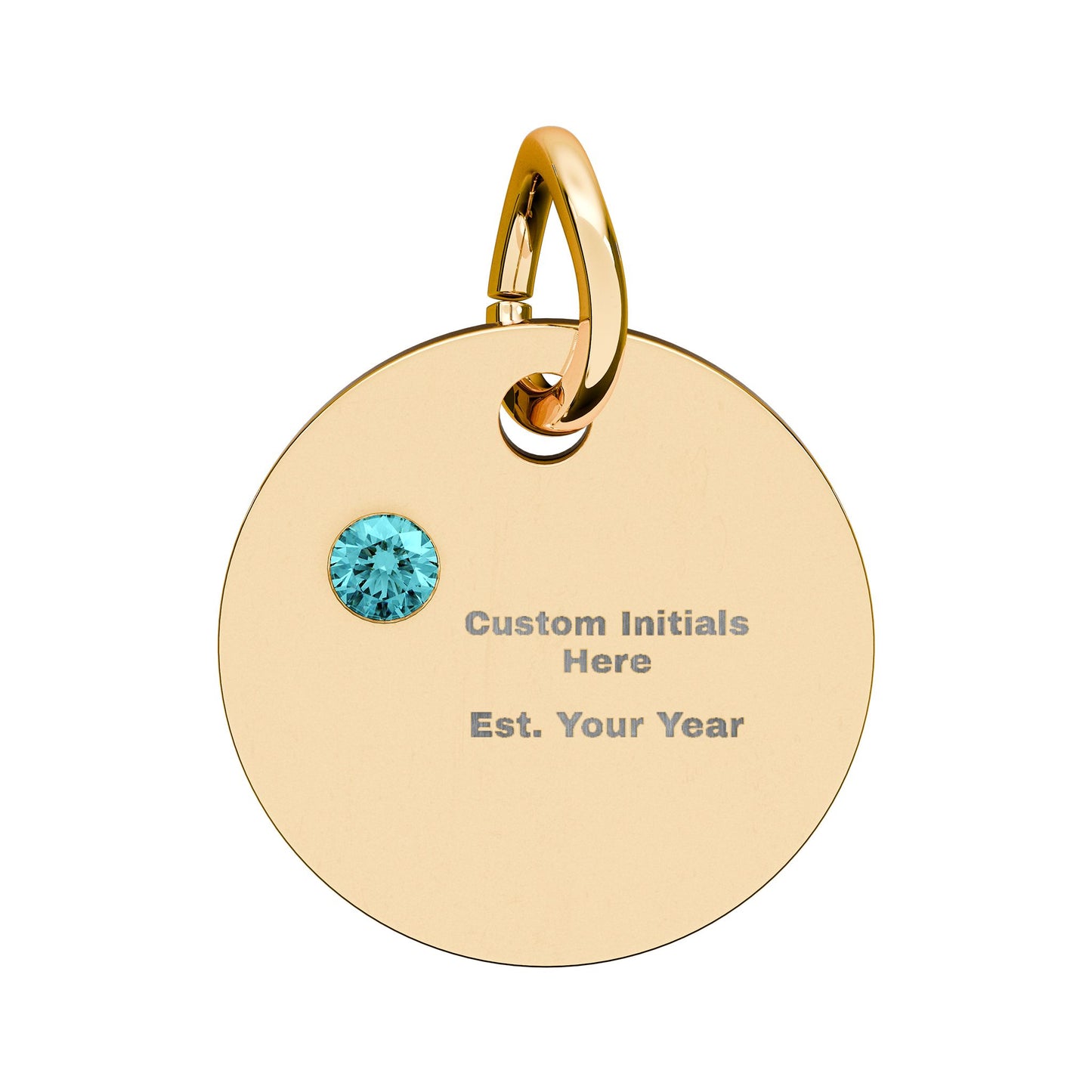 Engravable Birthstone Circle Charm | Personalized Initial & Year Pendant