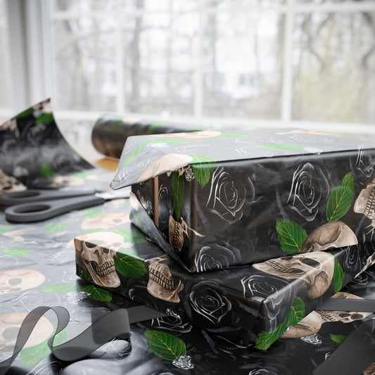 Skulls 'n' Roses (Black) | Diamond Hearts | Wrapping Paper