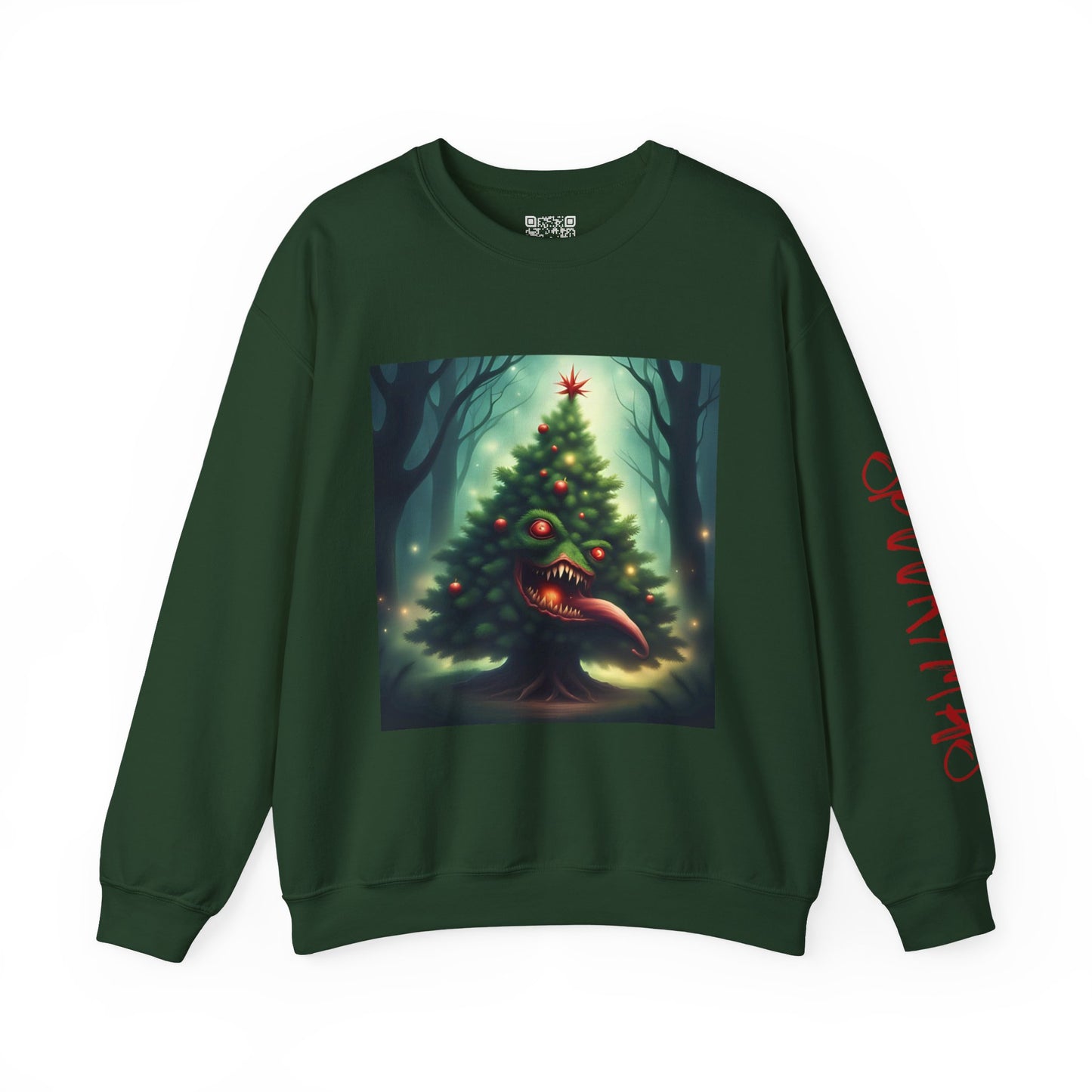 Xmas Tree Attacks! | Spookymas Crewneck Sweatshirt - Cozy Ugly Holiday Pullover