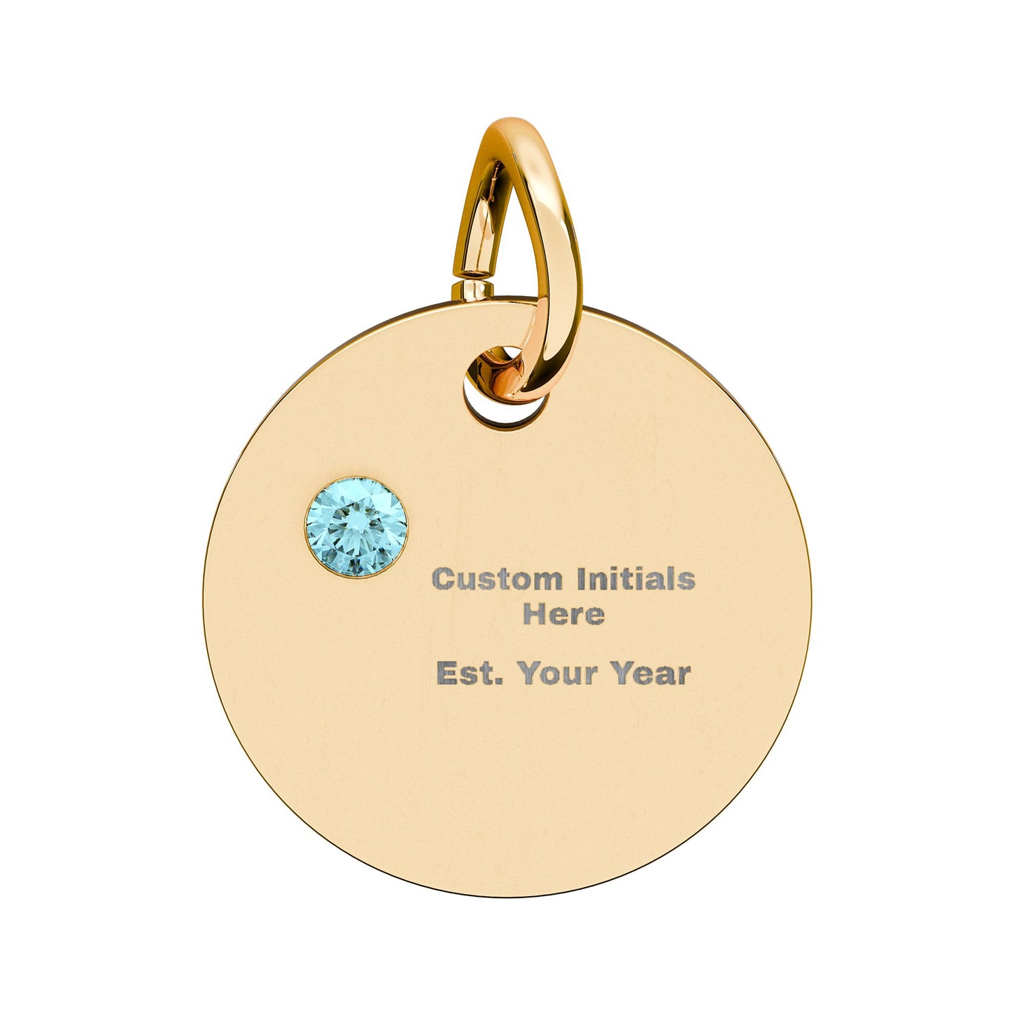 Engravable Birthstone Circle Charm | Personalized Initial & Year Pendant