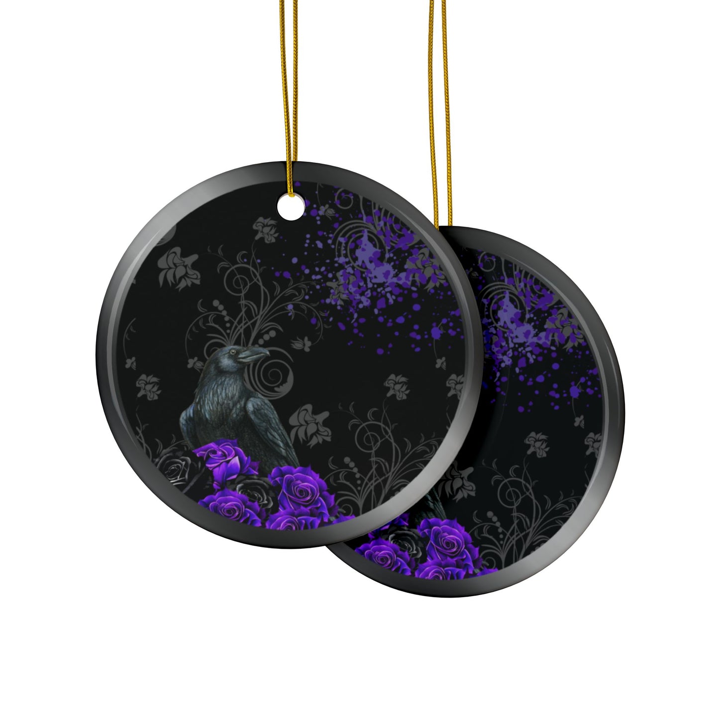 Black Feather / Purple | Heirloom Ceramic Ornaments (1pc, 3pcs, 5pcs, 10pcs)