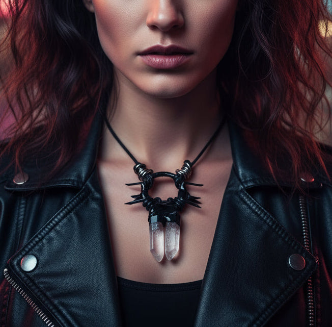 Corded Nightside Necklaces | Crescent Moon Urban Industrial Pendants