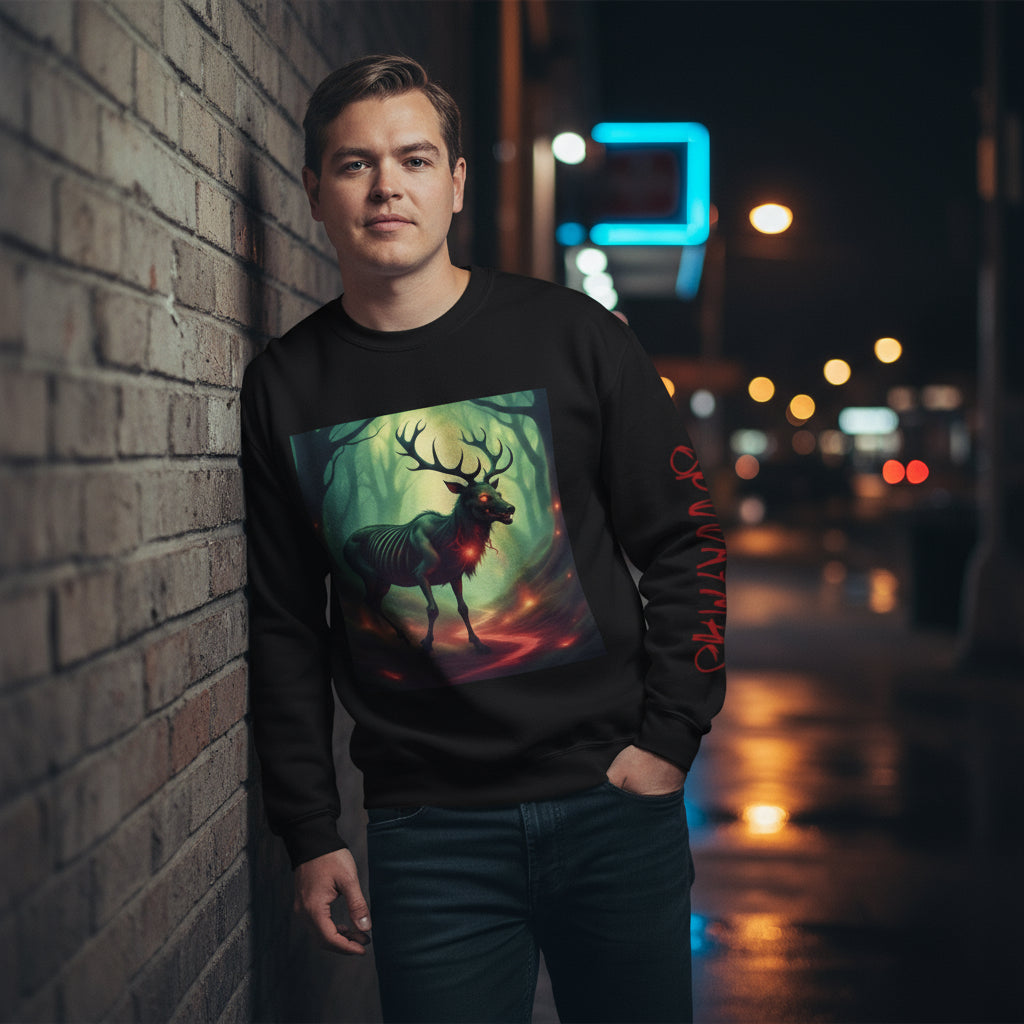Deerus Demon | Crewneck Sweatshirt - Cozy Ugly Holiday Pullover,