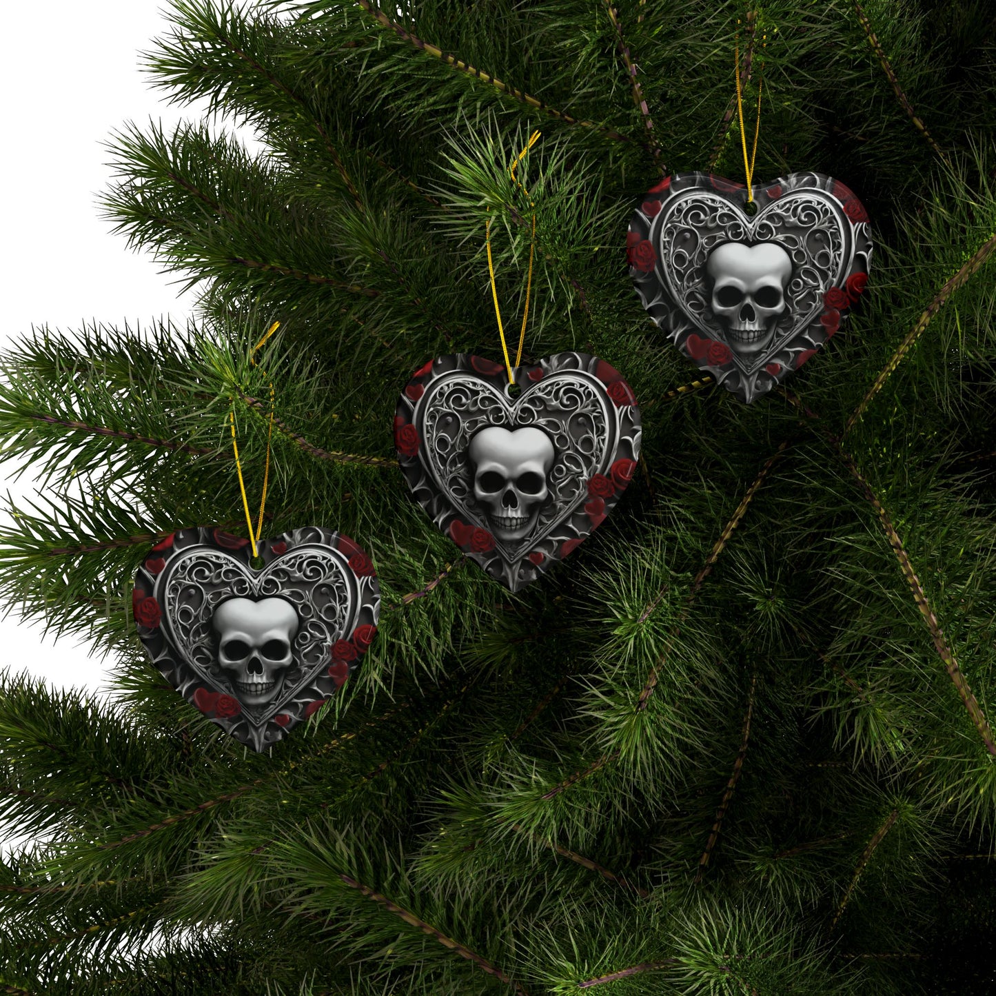 Gothic Heart Ceramic Ornaments (1pc, 3pcs, 5pcs, 10pcs)