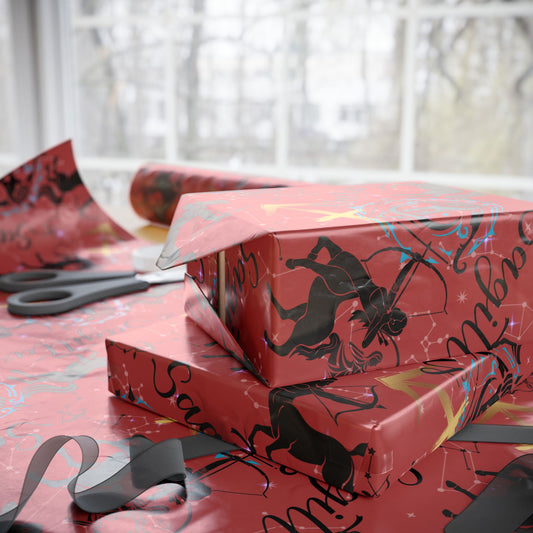 Sagittarius | Red | Zodiac Birthday Wrapping Papers