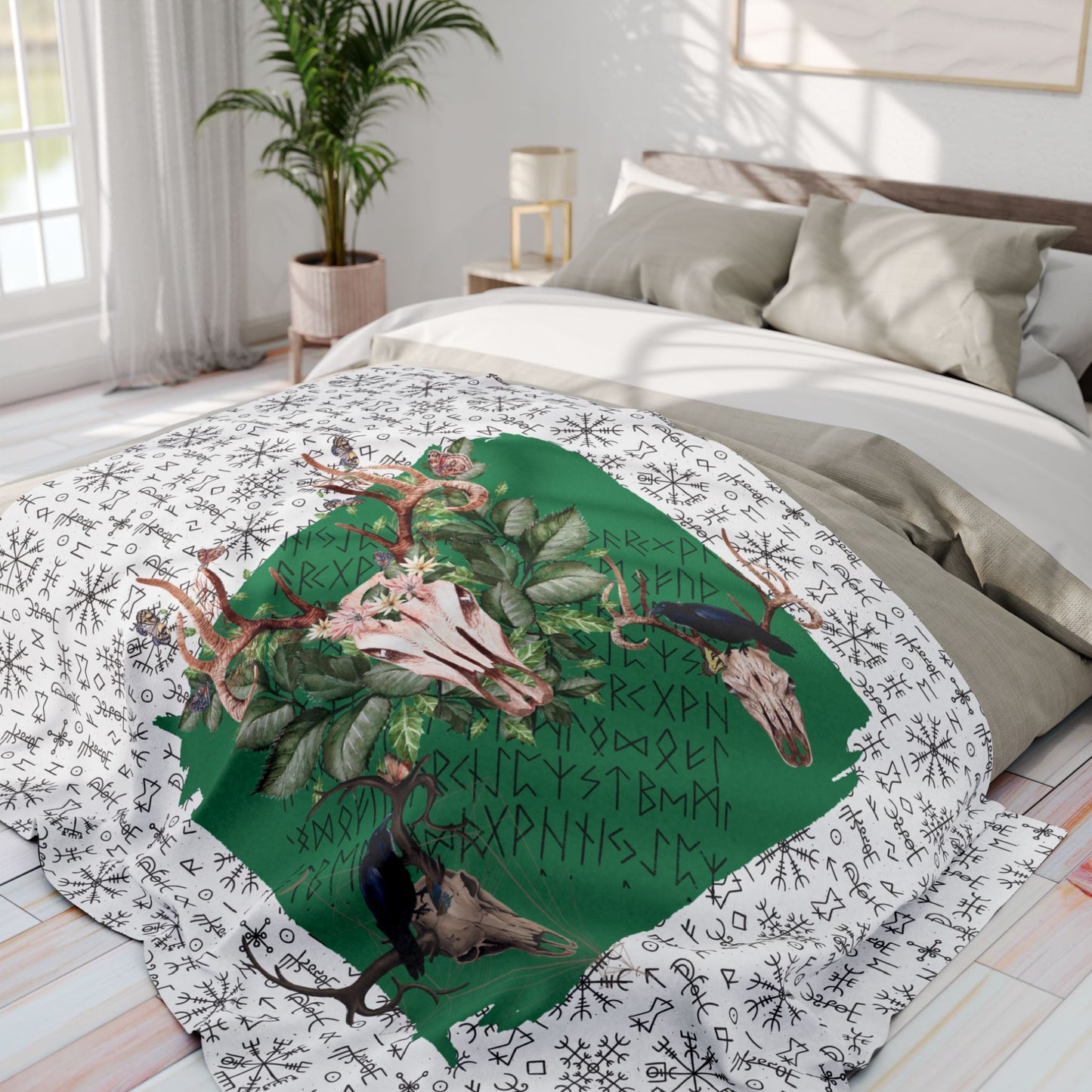 Viking Runes Blanket | Viking Runes and Skulls Design | Warm Nights by the Fire