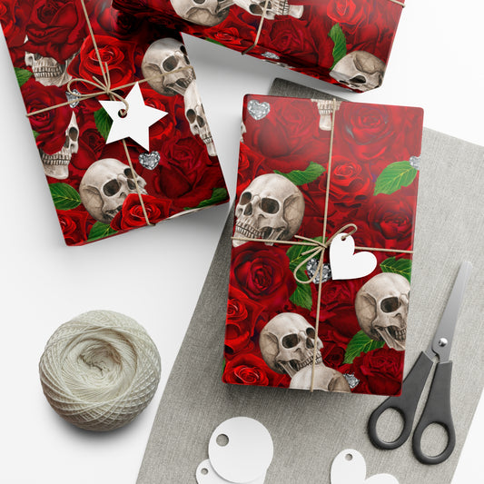 Skulls ‘n’ Roses (Red)| Diamond Hearts | Gift Wrap Papers