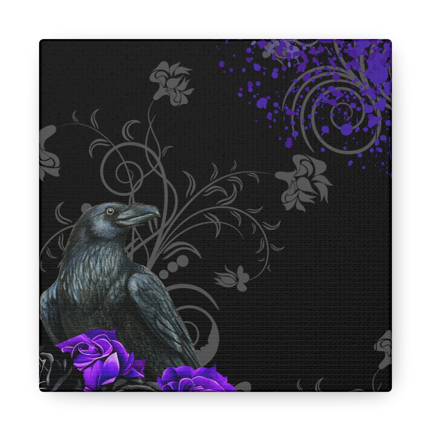 Black Feather & Purple Roses Canvas Gallery Wraps | Limited Edition Purple