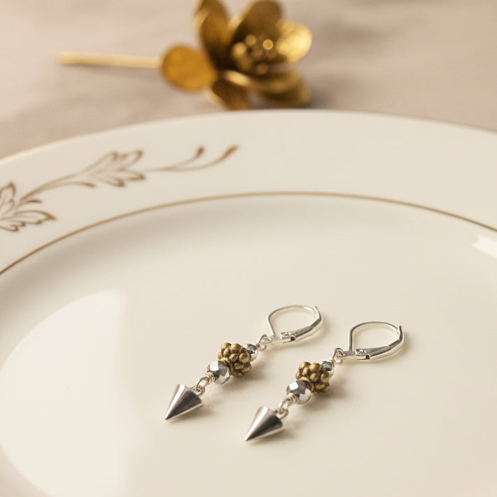 Brass Bead Drop Earrings