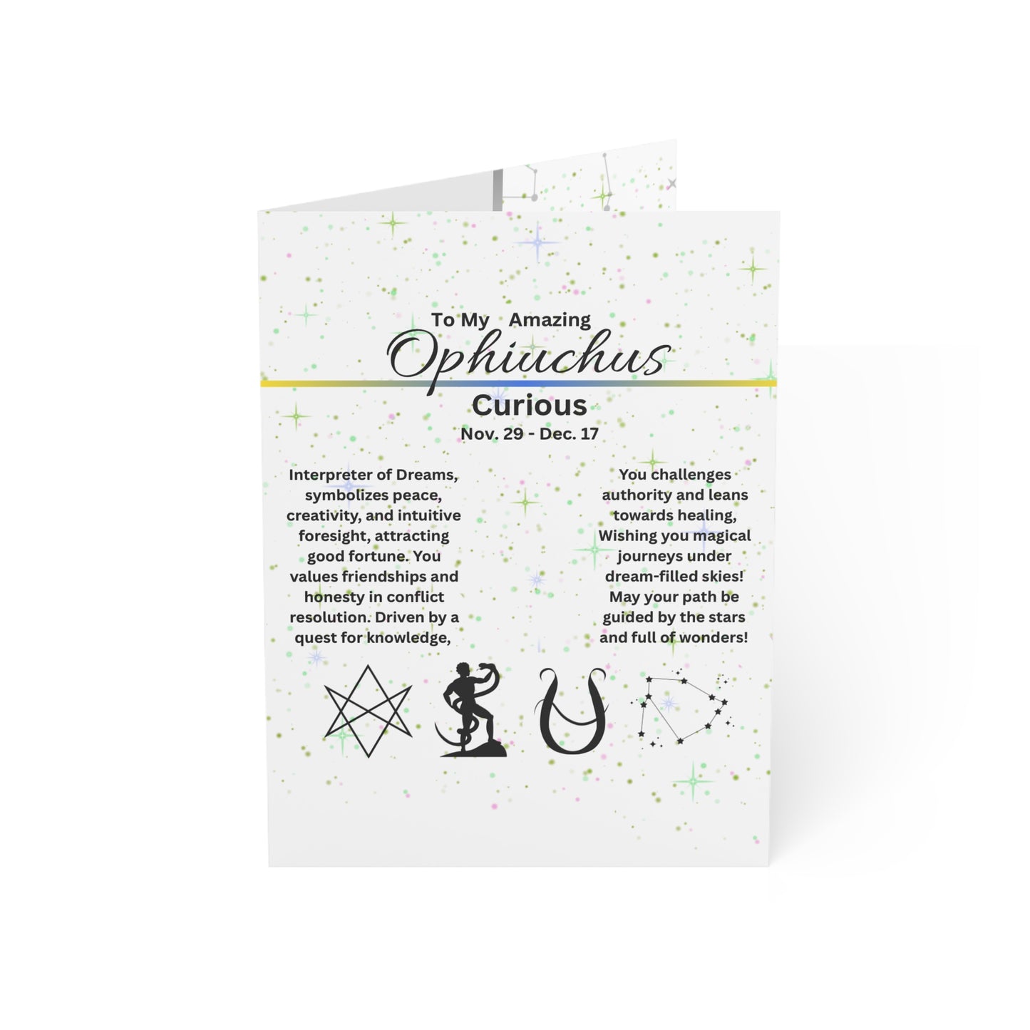 Ophiuchus Birthday Card — Vibrant Astrology Greeting for Fans