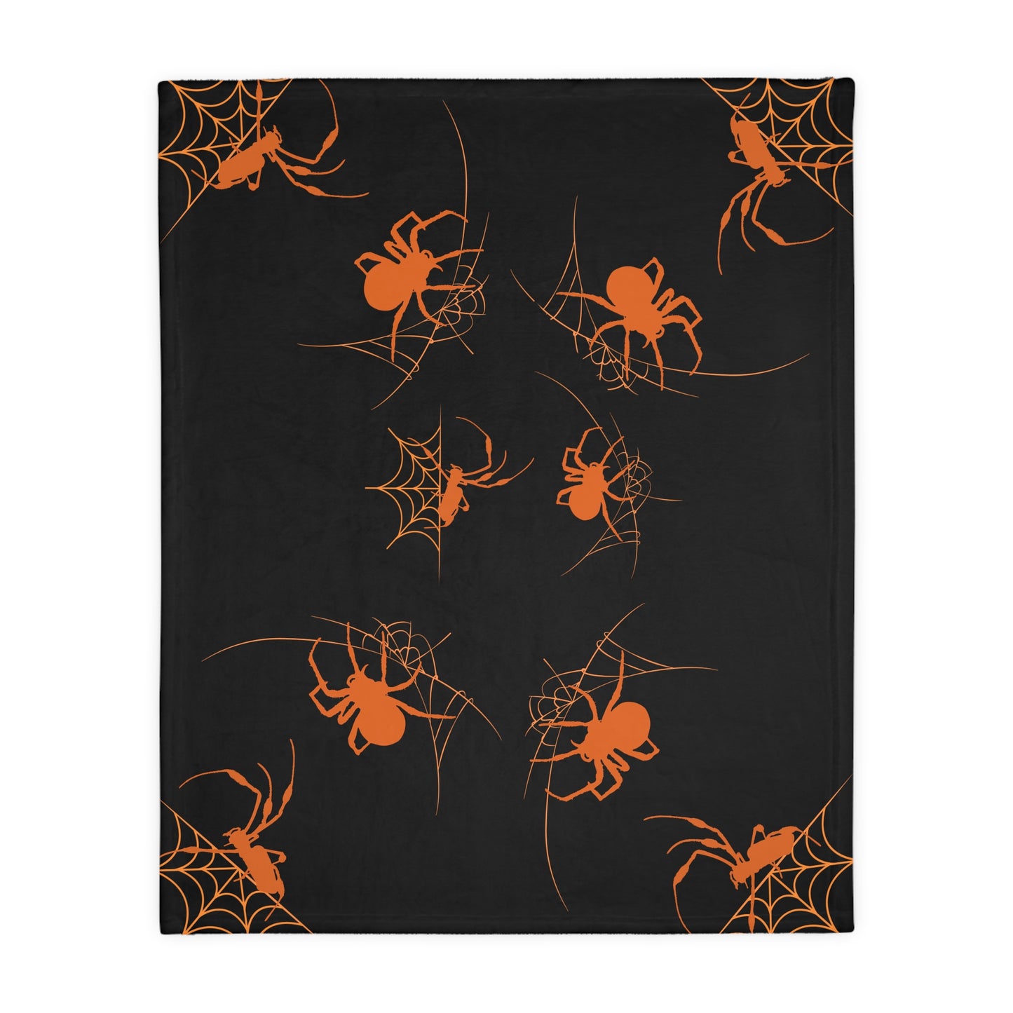 Spiders in Pumpkin | Velveteen Microfiber Blanket (Two Sided)