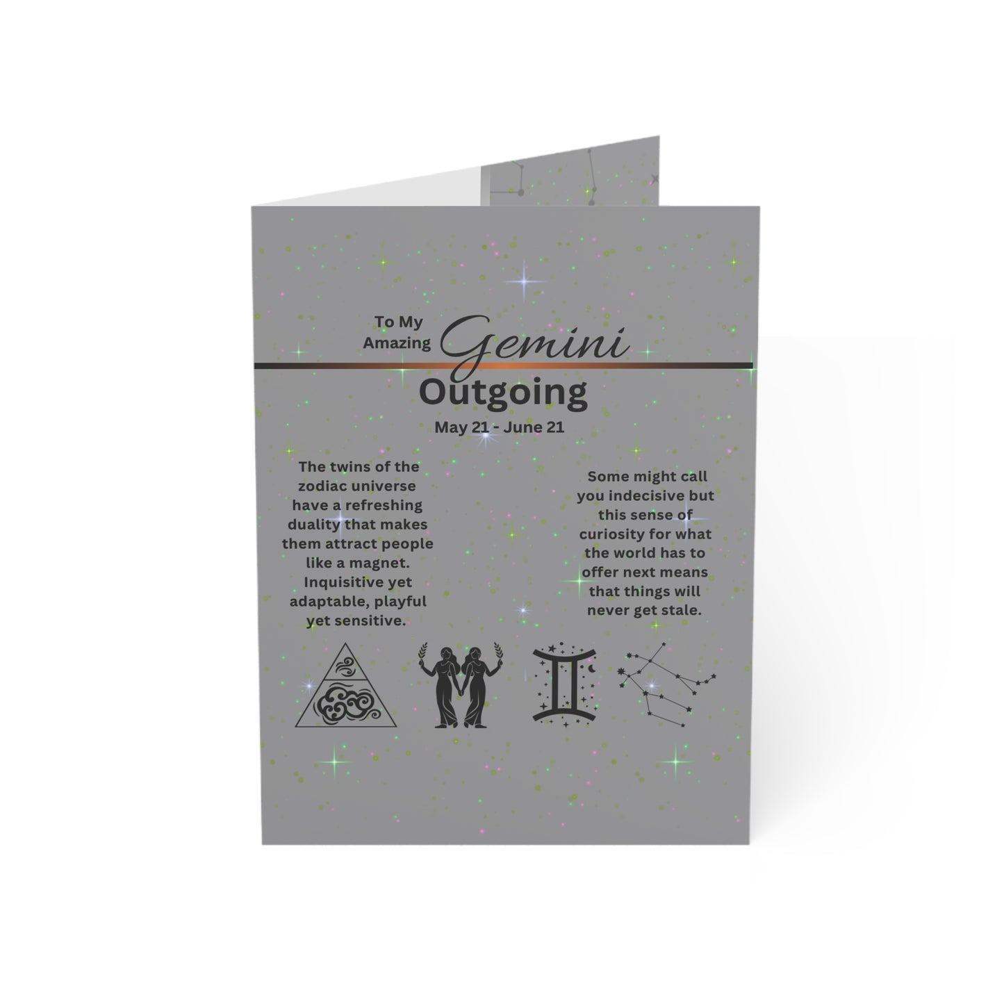 Gemini Zodiac Greeting Cards |  Personalized Cards | Mystic Astrology Collection (1 & 10 pcs)