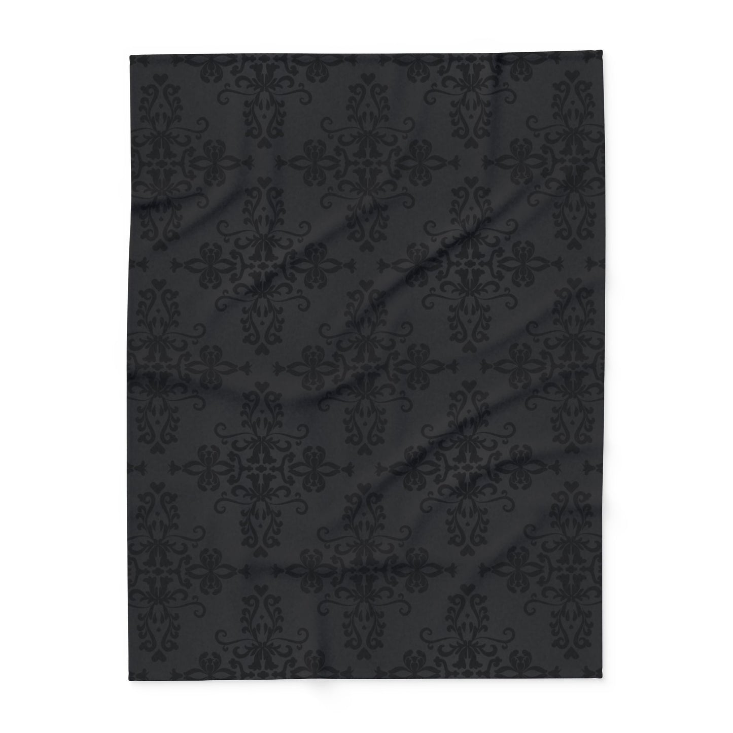 Black Damask Print | Gothic Home Decor | Velveteen Microfiber Blanket (Two Sided)