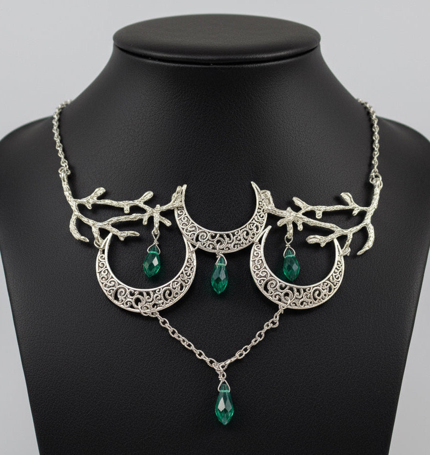 Moon Drops in Enchanted Forest Chokers | Crescent Moon / Branches Necklaces (4 Styles)