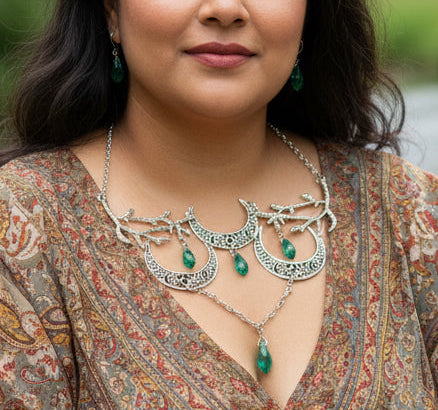 Moon Drops in Enchanted Forest Chokers | Crescent Moon / Branches Necklaces (4 Styles)