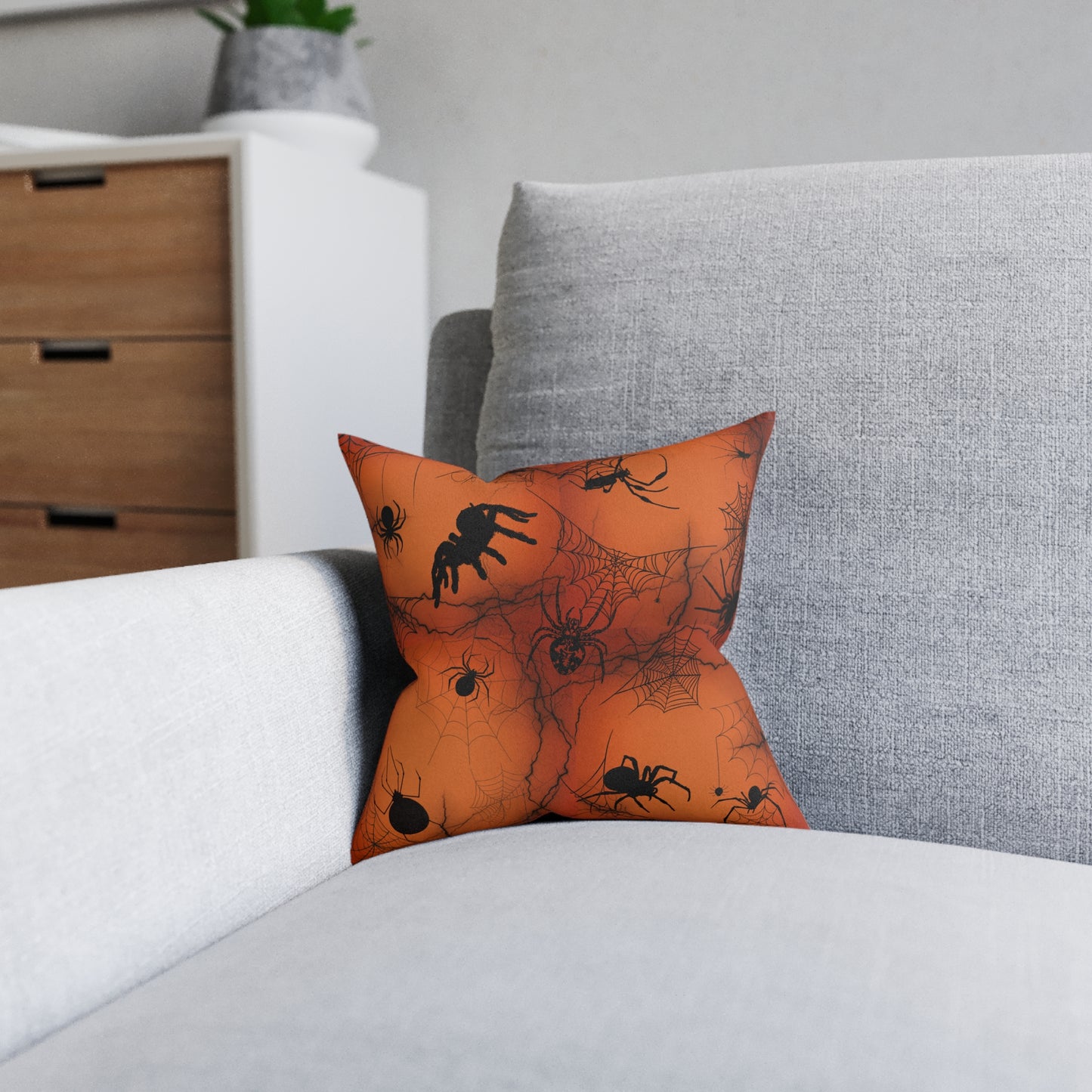 Square Pillow Eerie Spiders Arachnophobia Decorative Pillow