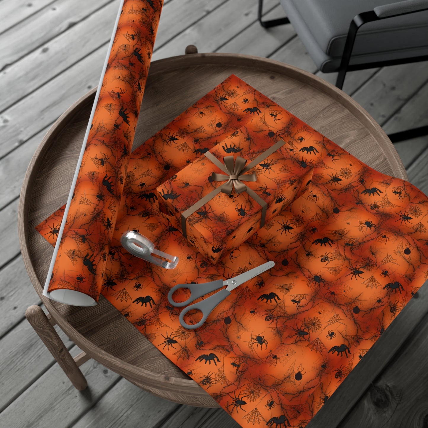 Spiders on Pumpkin | Gift Wrap Papers