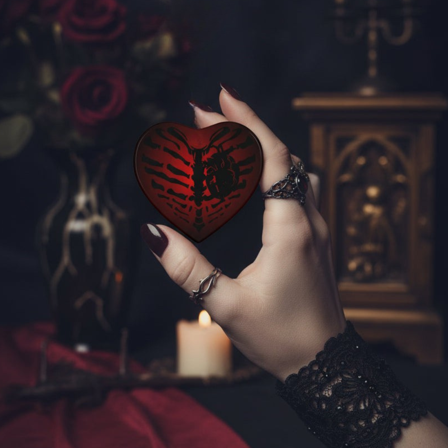 See, My Love | X Ray Heart Gothic Soul Ceramic Ornament (1pc, 3pcs, 5pcs, 10pcs)