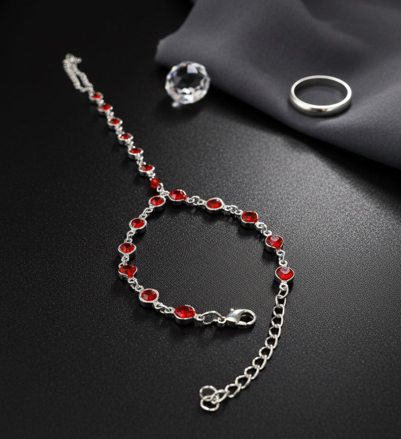 Jeweled Crystals Hand Piece | Hand Made Wearable Art | Bracelet to Ring Design