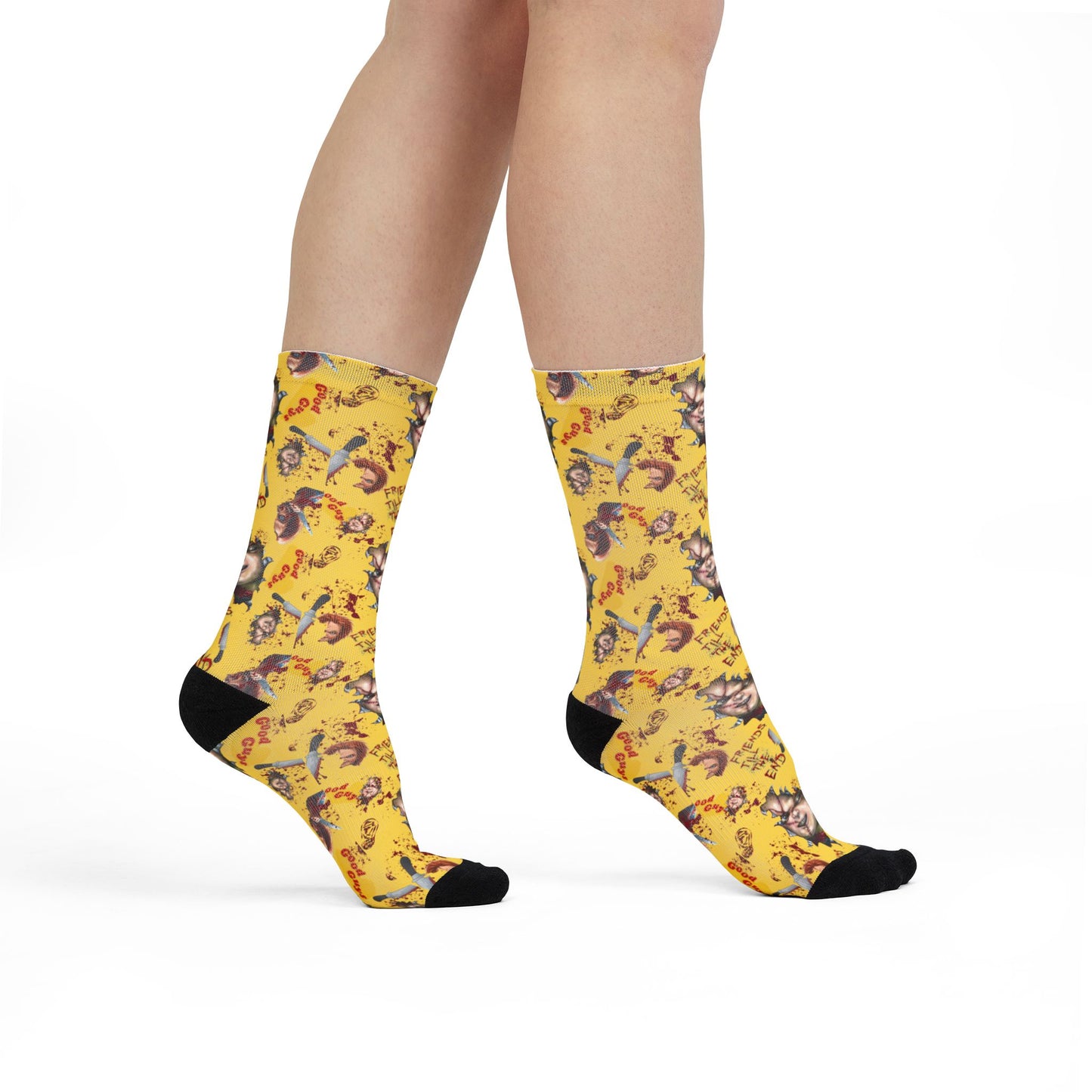Horror Socks | Good Guys Yellow Box | Recycled Poly Socks | Cozy and Scary