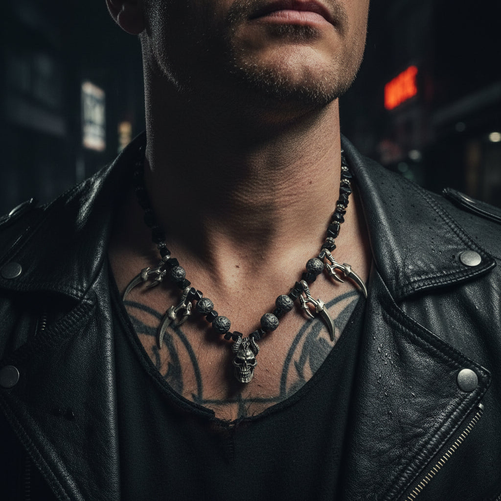 Monstrous Pendants | Bead and Chain Necklace with Ferocious Spirits ￼