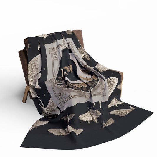 Moon Moths | Fleece Microfiber Blanket | Enchanting Design
