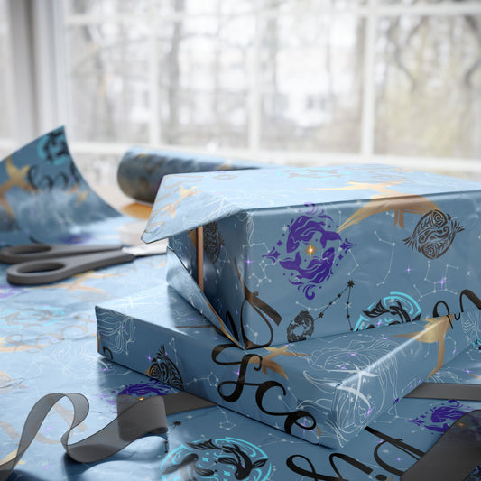Pisces | Blue | Zodiac Birthday Wrapping Papers