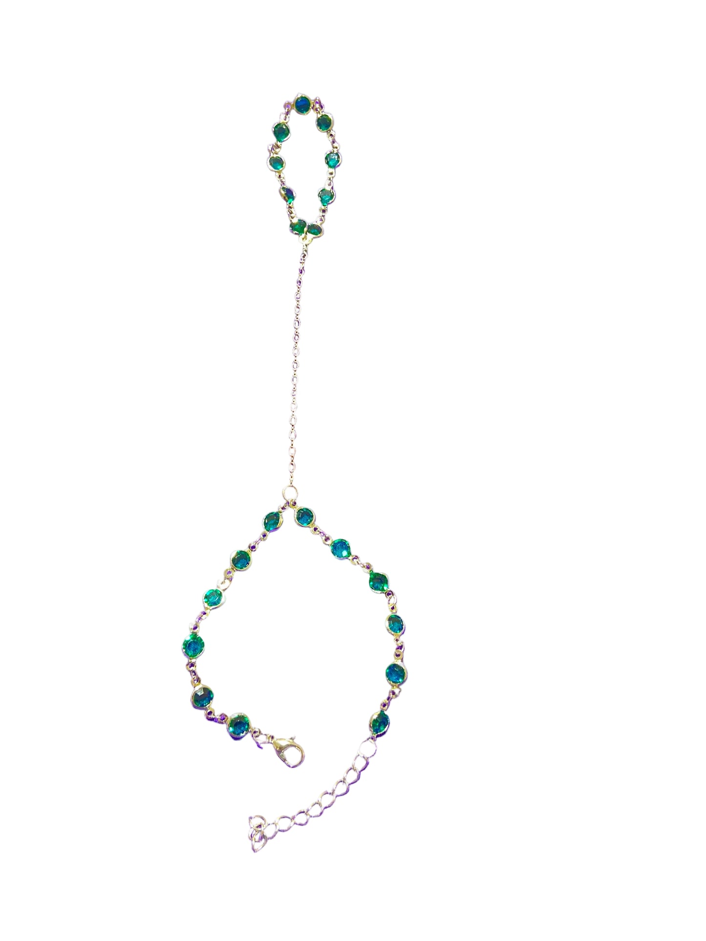 Jeweled Crystals Hand Piece | Hand Made Wearable Art | Bracelet to Ring Design