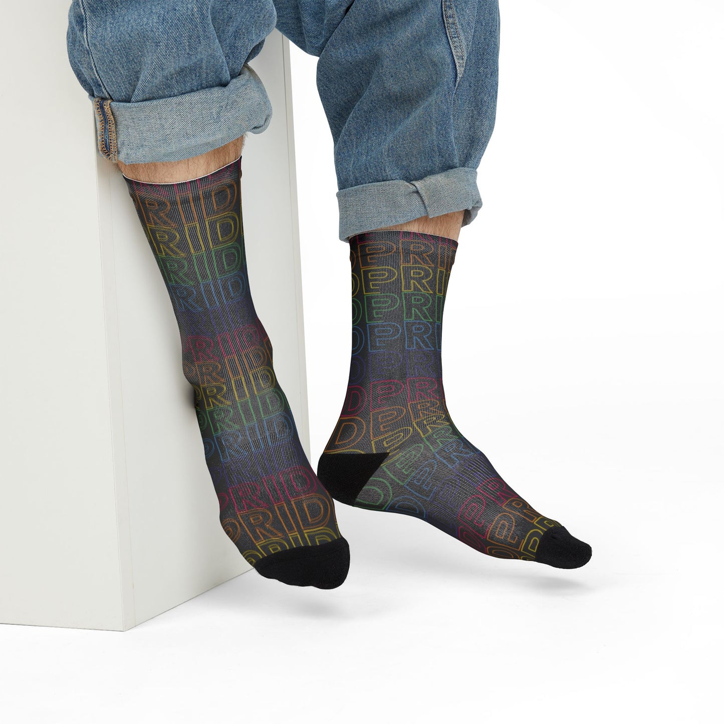 Goth Pride | Rainbow in Black | Poly Crew Socks