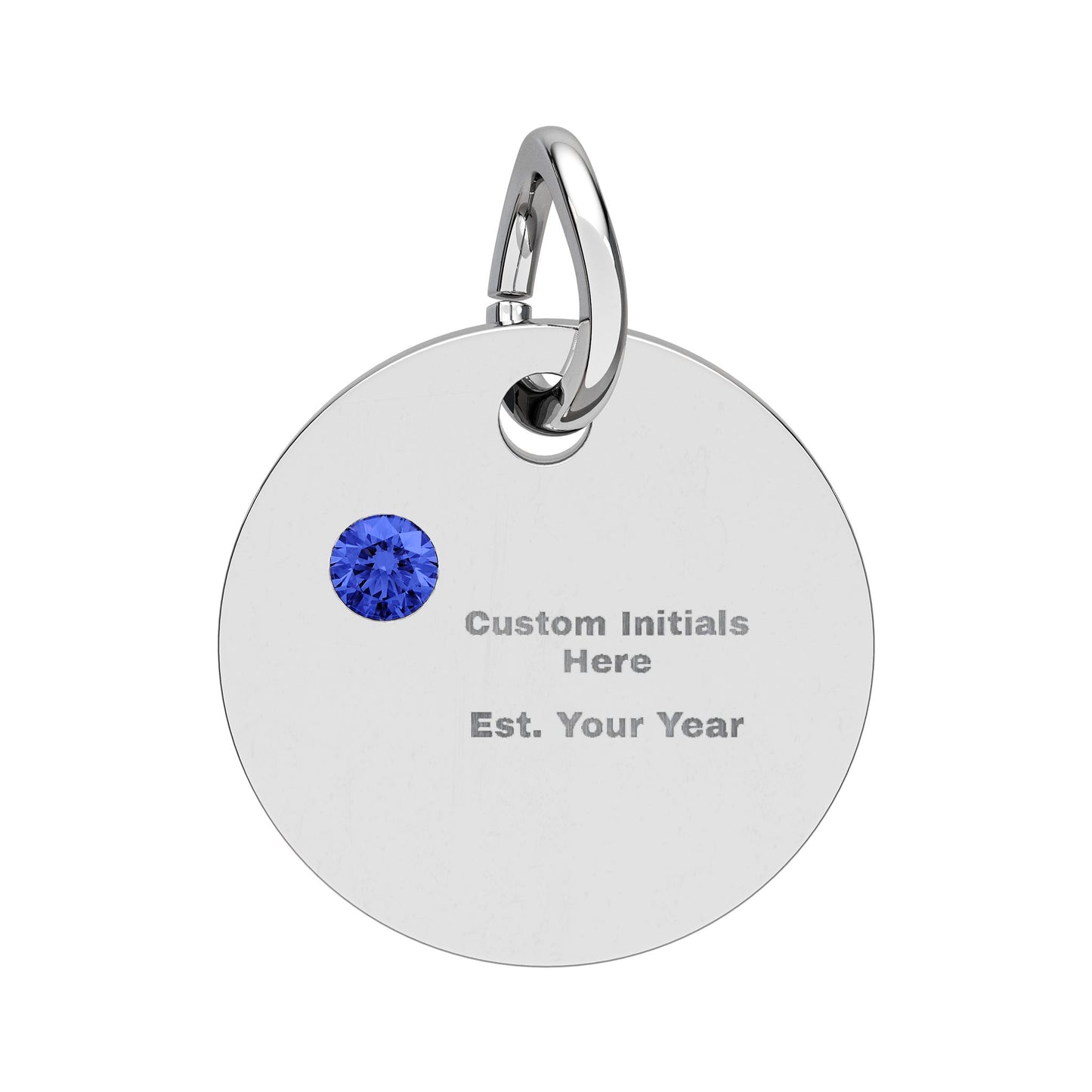Engravable Birthstone Circle Charm | Personalized Initial & Year Pendant