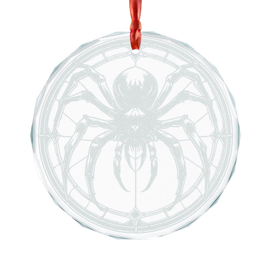 Spider Engraving Ornament | Crystal Glass Round Ornament