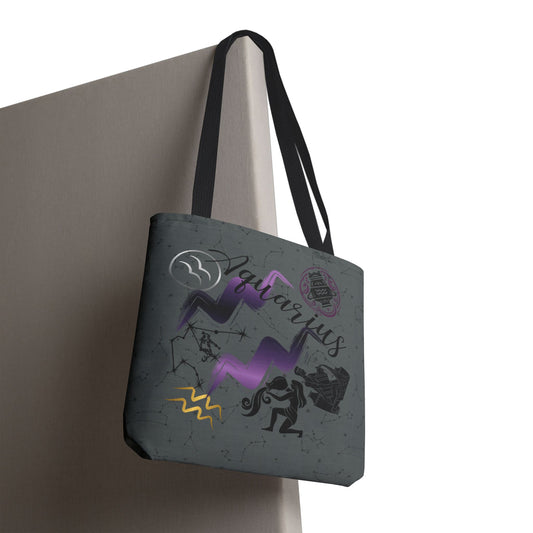 Aquarius Zodiac Tote Bag — Mystic Astrology Collection