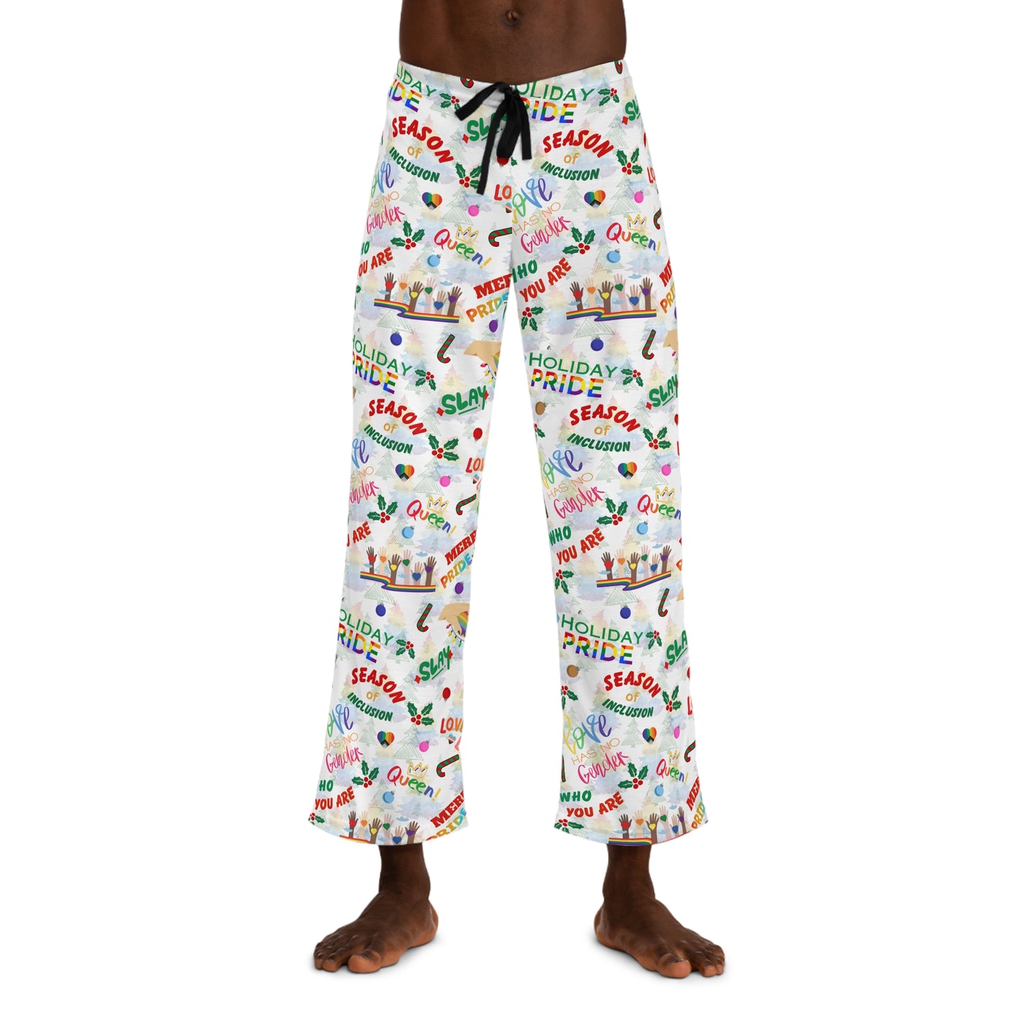 Holiday Pride Pajama Pants | LGBTQ+ Festive All-Over Print (Masculine)