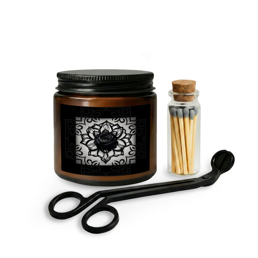 Sinister Black Rose | Soy Candle | Gothic Scented Soy Candle Set - Matches and Wick Trimmer (4 Scents)