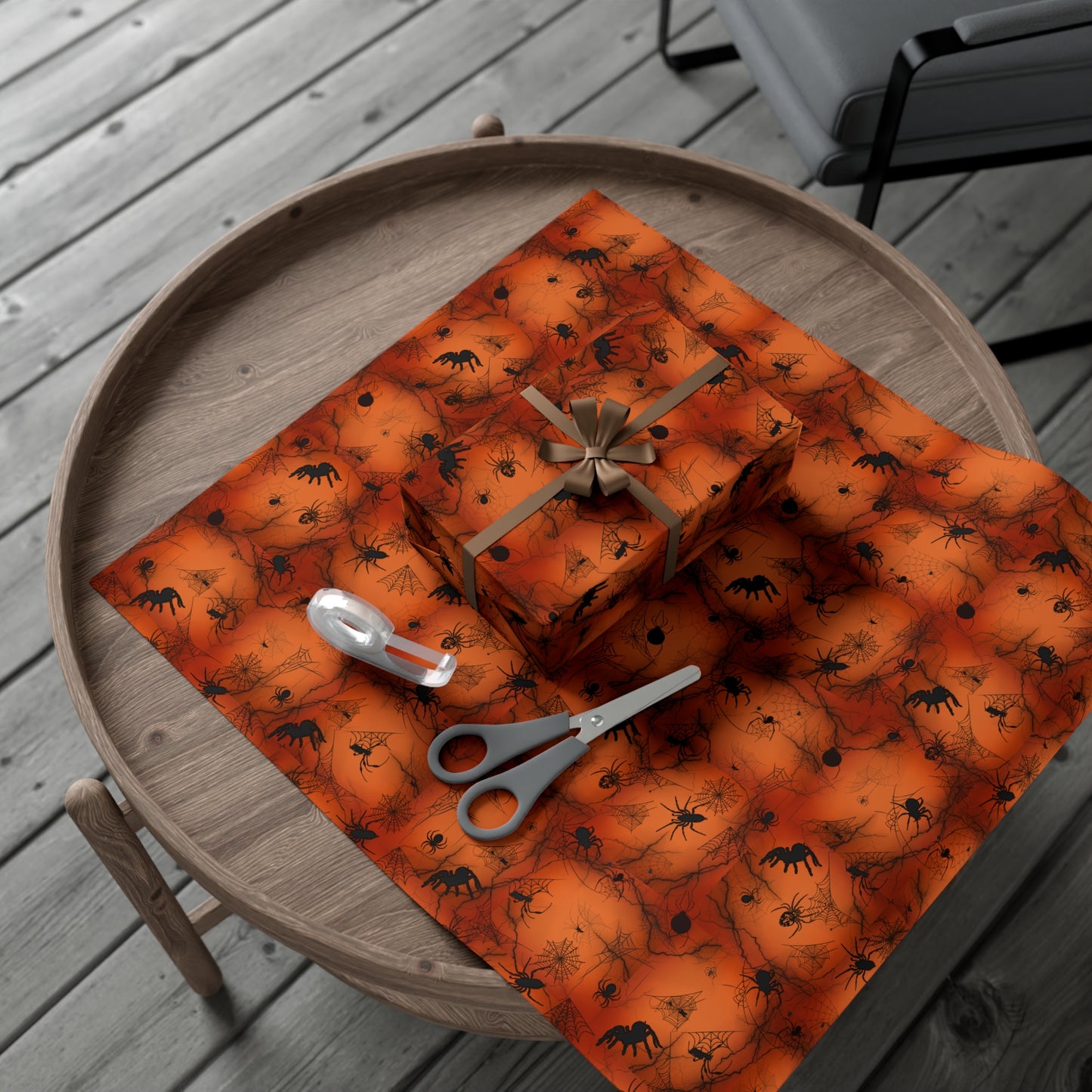 Spiders on Pumpkin | Gift Wrap Papers