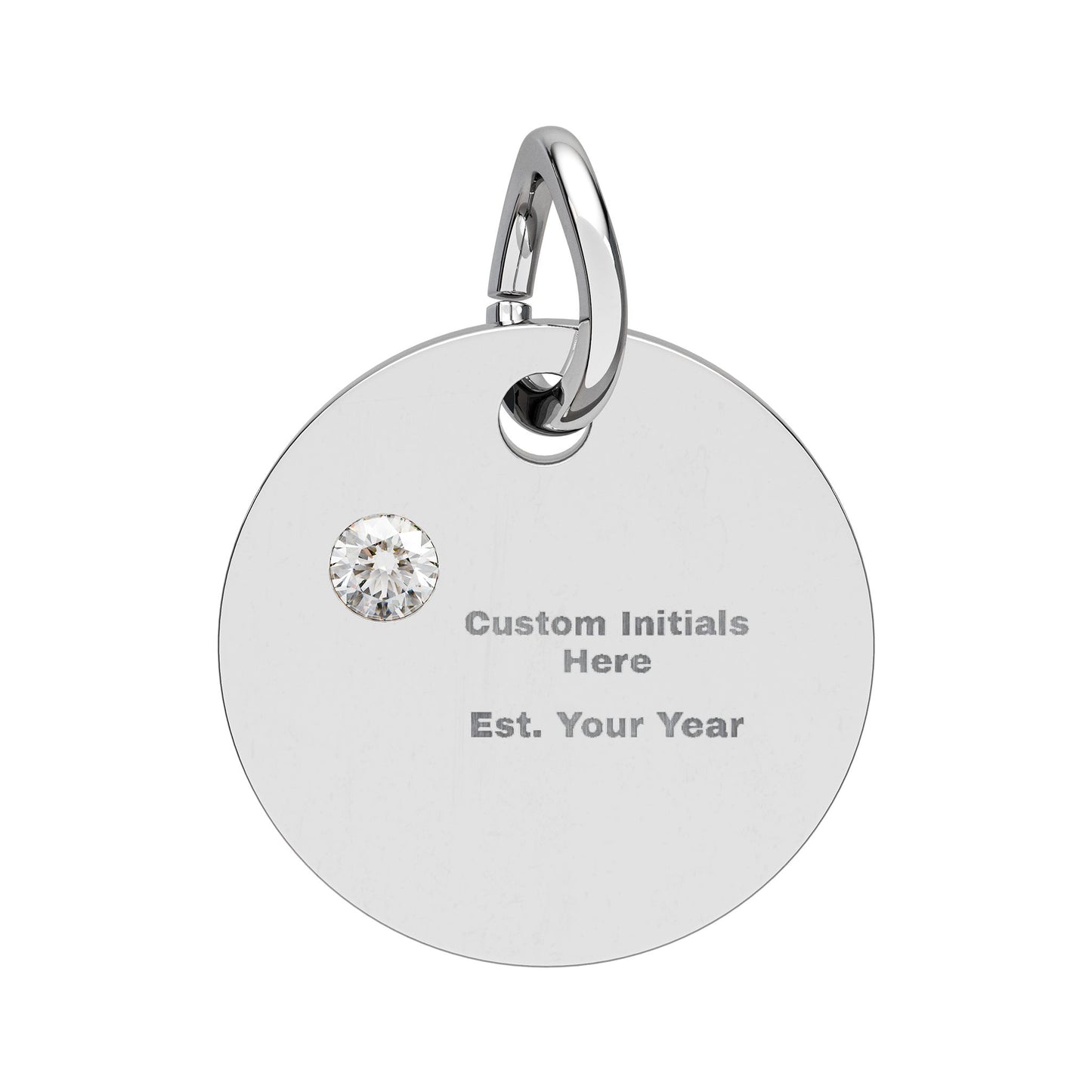Engravable Birthstone Circle Charm | Personalized Initial & Year Pendant