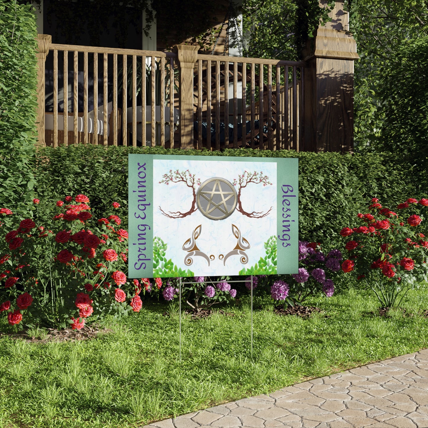 Spring Equinox Blessings | Lawn Sign Garden Decor